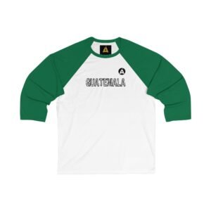 Camiseta de béisbol unisex de manga 3/4 con con diseñp guatemalteco, moderna para viajes.